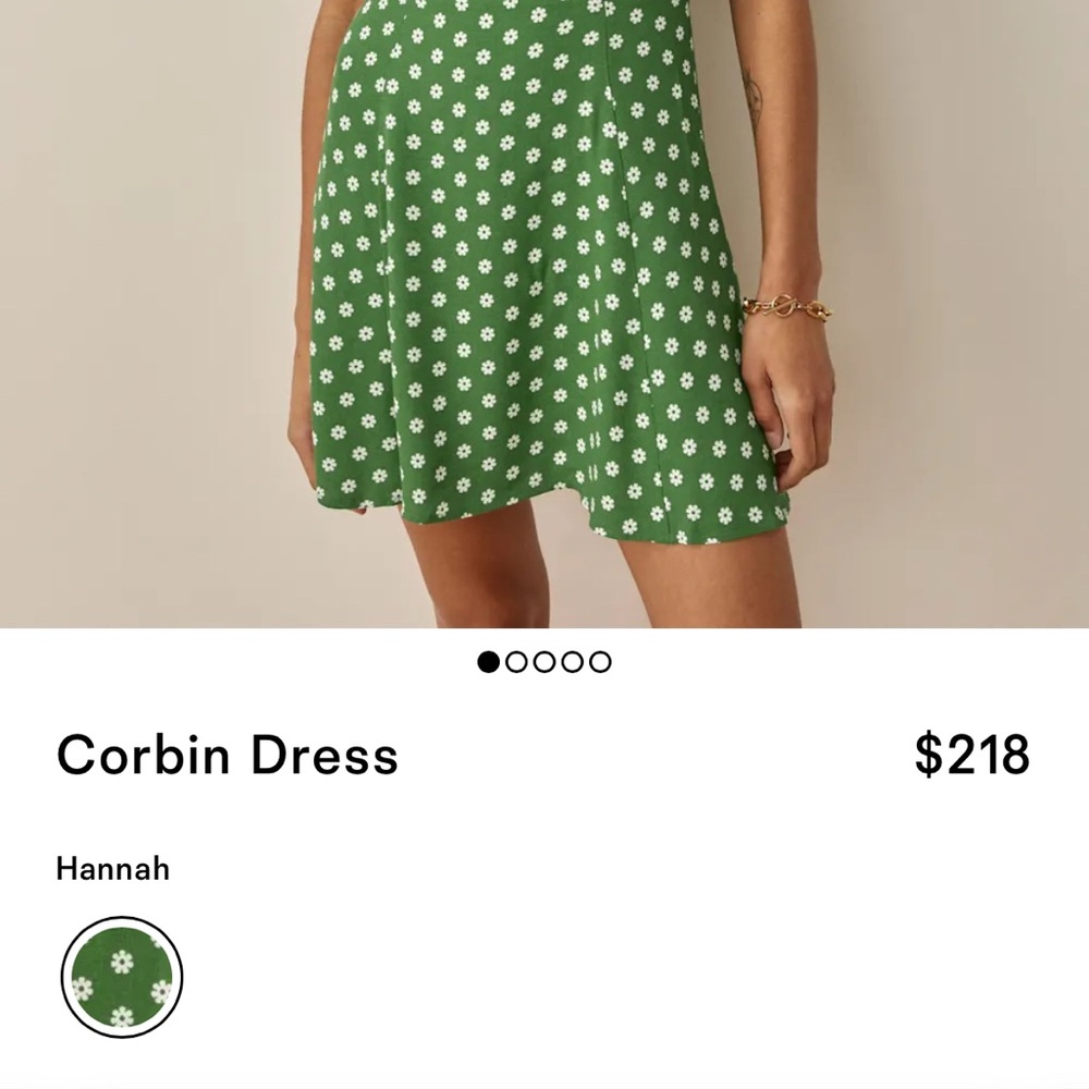 Reformation Green Floral Puff Sleeve Mini Corbin Dress in Hannah - Picture 10 of 10